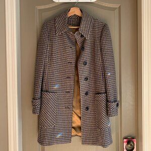 Harris Tweed Vintage Houndstooth Wool Blend Coat Academia Cottagecore